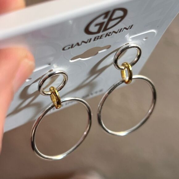 Giani Bernini Silver and Gold Hoop Earrings - Picture 4 of 5